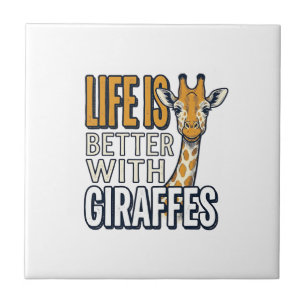 Azulejo La vida es mejor con jirafas diseño de camiseta vi