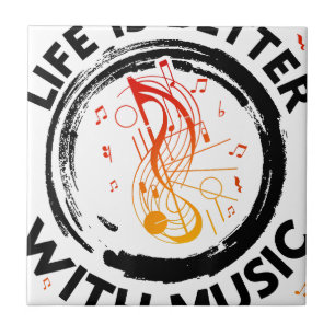 Azulejo La vida es mejor con notas musicales El músico Mus