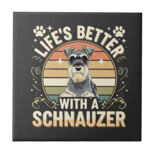 Azulejo La vida es mejor con un amante del perro retro Sch