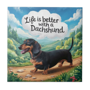 Azulejo La Vida Es Mejor Con Un Dachshund