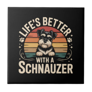 Azulejo La vida es mejor con un Schnauzer