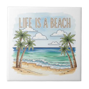 Azulejo "La vida es una playa" Océano Pacífico tropical