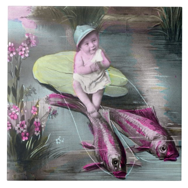 Azulejo La vieja postal francesa del Día de los Inocentes (Frente)