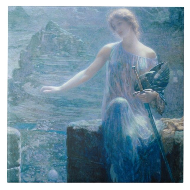 Azulejo La vigilia de Valkyrie (Dama elegante en un castil (Frente)