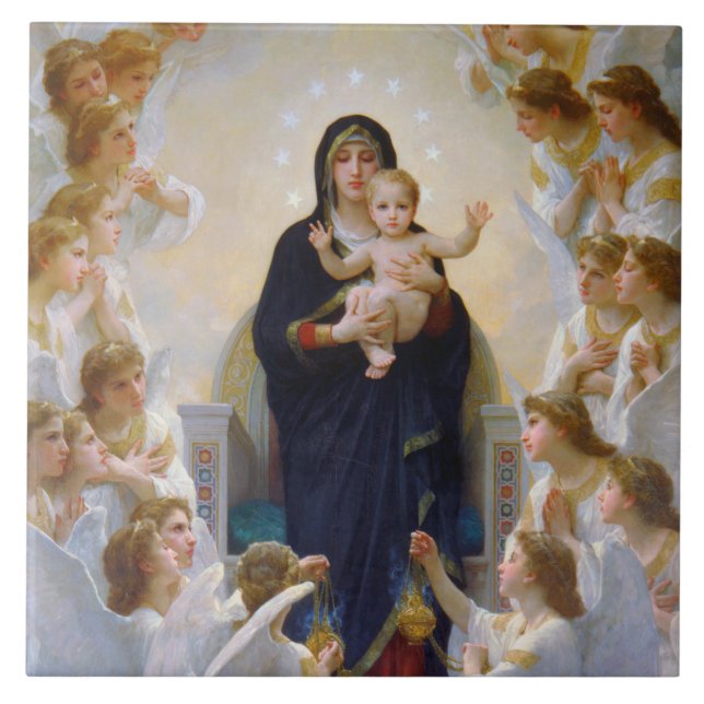 Azulejo La Virgen de los Ángeles, Bouguereau (Frente)