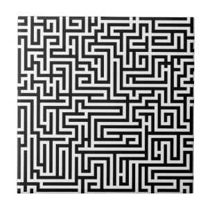 Azulejo Laberinto Patrón de Laberinto en Negro y Blanco