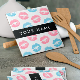 Azulejo Labios rosados, labios azules, besos, tu nombre, p
