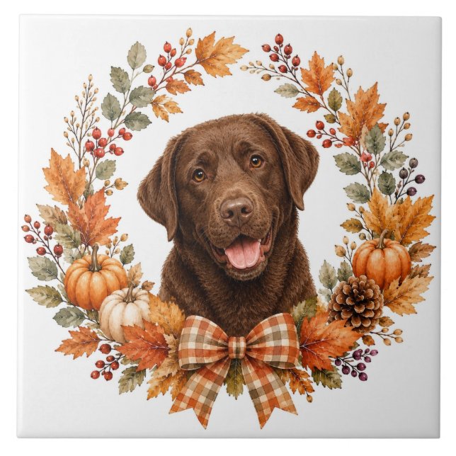Azulejo Labrador Chocolate Otoño (Frente)
