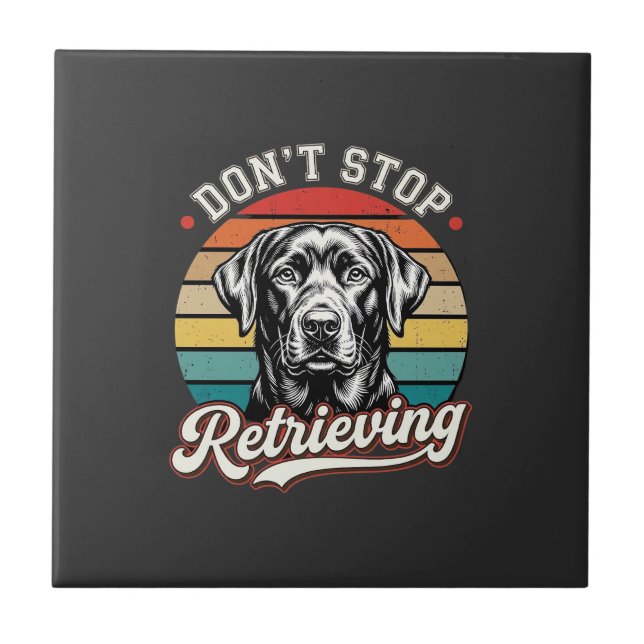Azulejo Labrador No Deja de Recuperar Perro Retro (Frente)