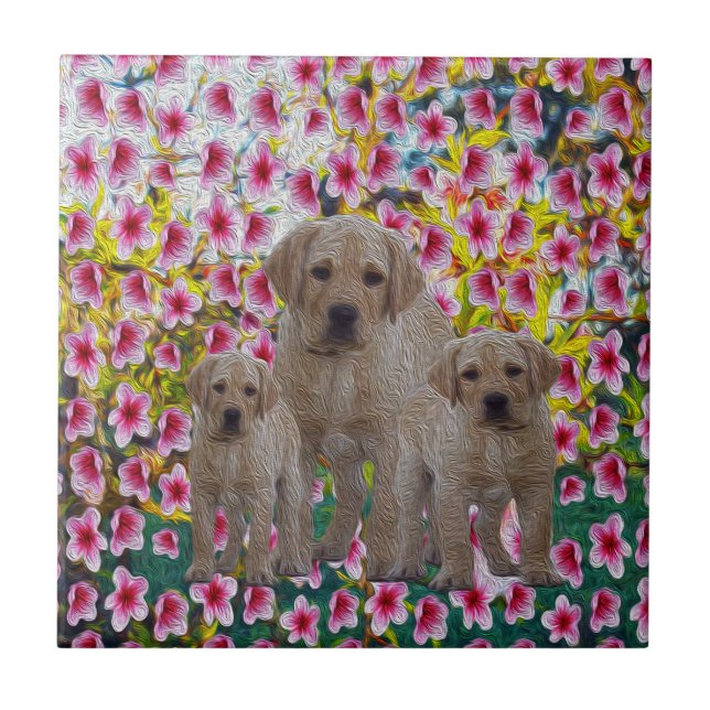 Azulejo Labrador Puppies Oil Paint (Frente)