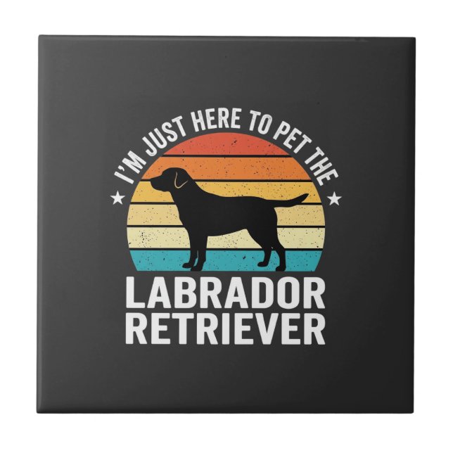 Azulejo Labrador Retriever Perro Retro Acariciando (Frente)