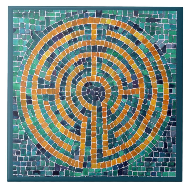 Azulejo LABYRINTH II 4.25x4.25 Mosaico cerámico - Verde (Frente)