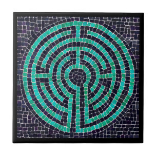 Azulejo LABYRINTH III 4.25x4.25 Mosaico cerámico - Negro