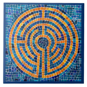 Azulejo LABYRINTH IV 6x6 Tile cerámico - Azul