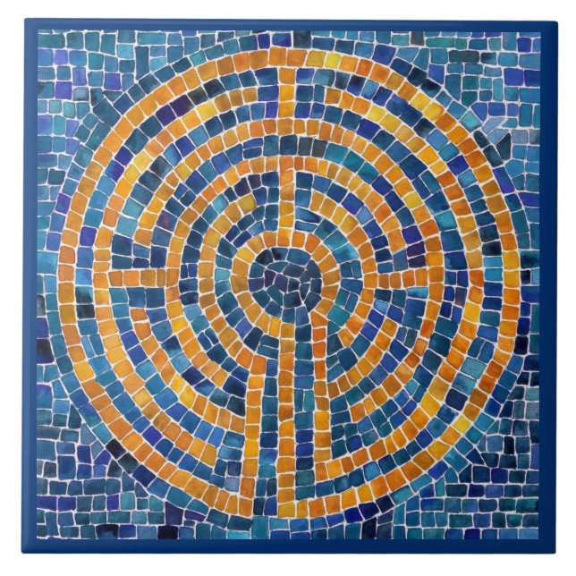 Azulejo LABYRINTH IV 6x6 Tile cerámico - Azul (Frente)