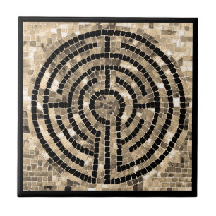 Azulejo LABYRINTH V 4.25x4.25 Tile cerámico - Negro