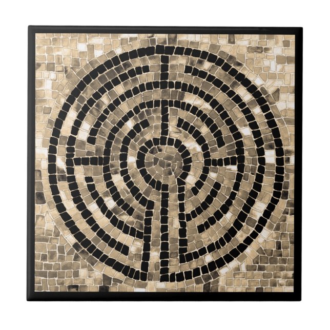 Azulejo LABYRINTH V 4.25x4.25 Tile cerámico - Negro (Frente)