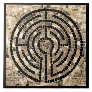 Azulejo LABYRINTH V 6x6 Tile cerámico - Negro