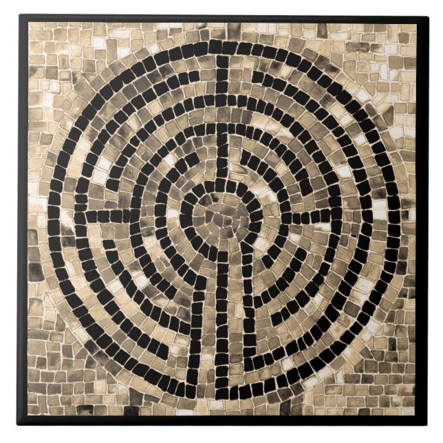 Azulejo LABYRINTH V 6x6 Tile cerámico - Negro (Frente)