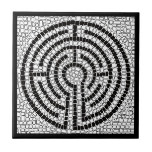 Azulejo LABYRINTH VII 4.25x4.25 Tile cerámico - Negro