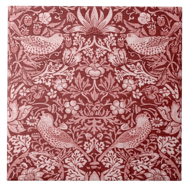 Azulejo Ladrón de fresa Maroon, William Morris (Frente)