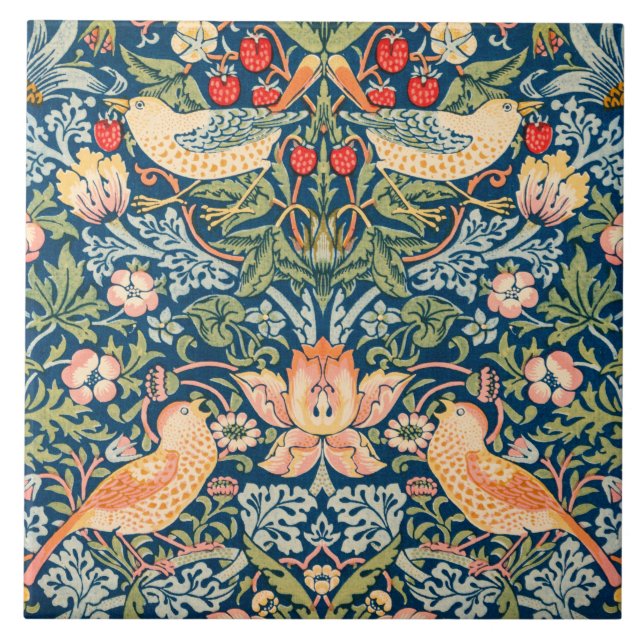 Azulejo Ladrón de fresa (por William Morris) (Frente)