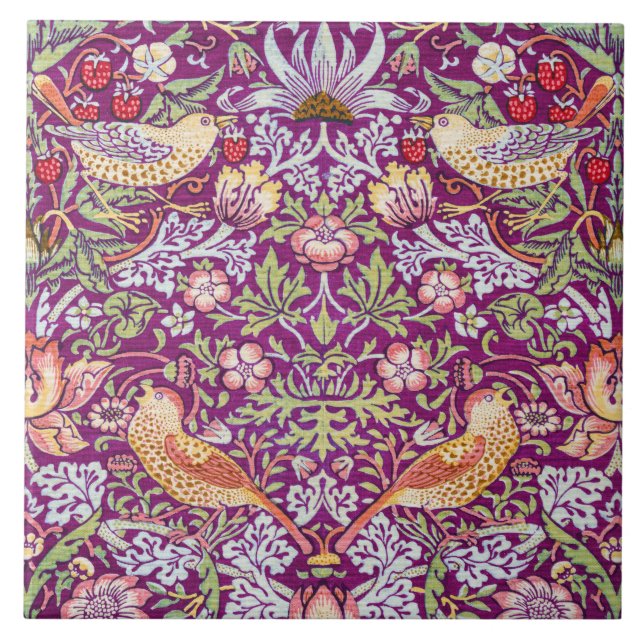 Azulejo Ladrón de fresa rojo, William Morris (Frente)