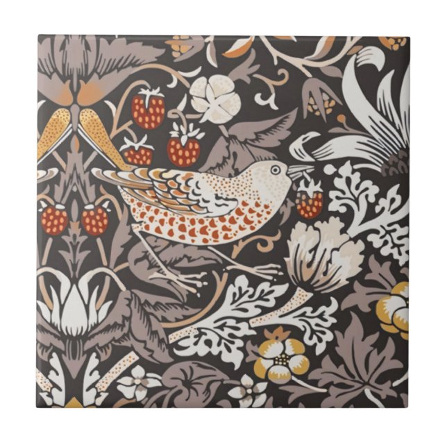 Azulejo Ladrón de Fresas Carbón Ocre de William Morris (Frente)