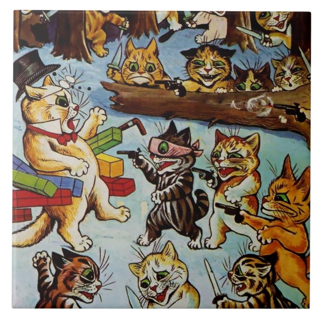 Azulejo “Ladrones y Bandoleros” de Louis Wain (Frente)