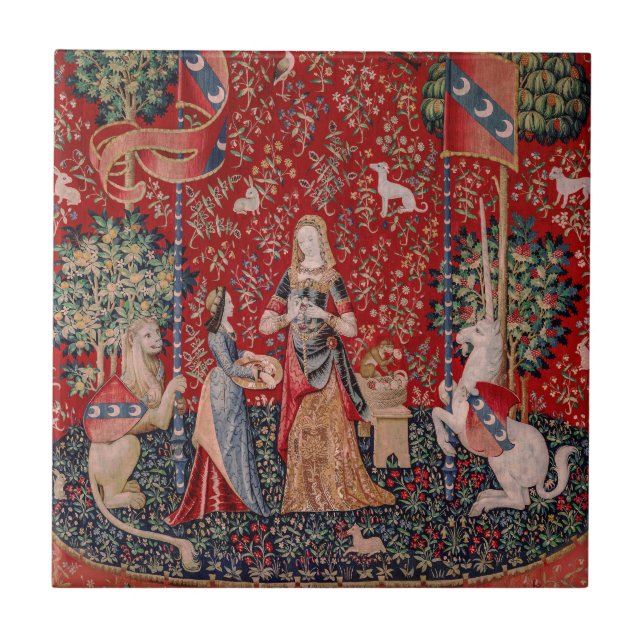 Azulejo Lady and Unicorn Medieval Tapestry Smell (Frente)