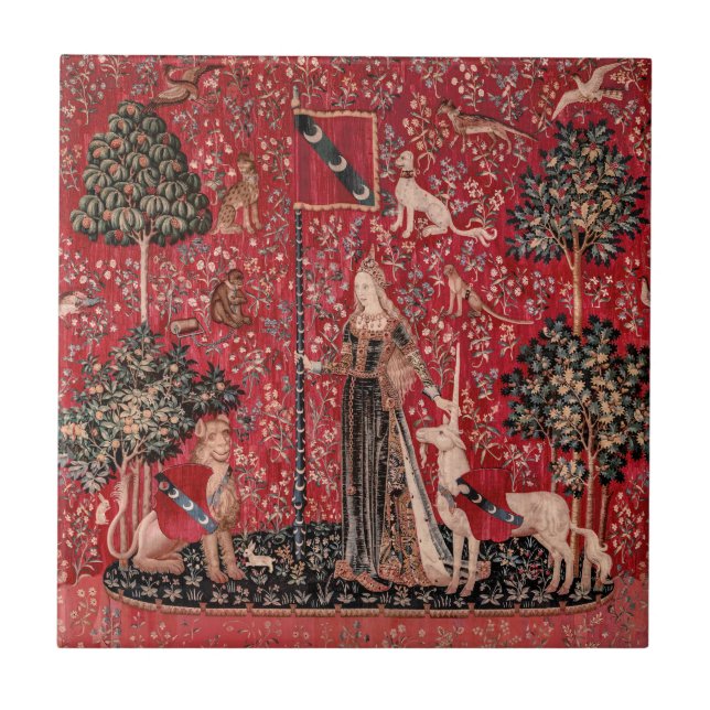 Azulejo Lady and Unicorn Medieval Tapestry Touch (Frente)