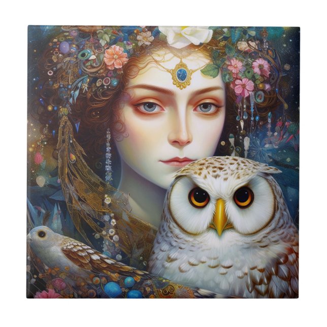 Azulejo Lady Con Owal Surreal Fantasy Art (Frente)