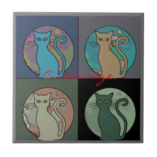 Azulejo Lady Gato Multi Gatos Sentando Thunder_Cove