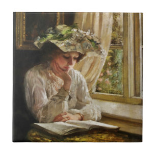 Azulejo Lady Reading by Window
