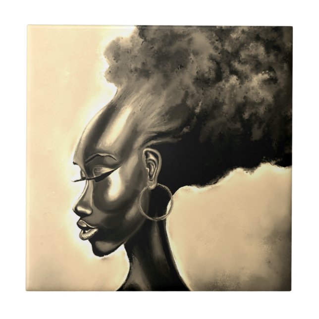 Azulejo Lady Shy - Mujer Bonito Africana - Pintura (Frente)