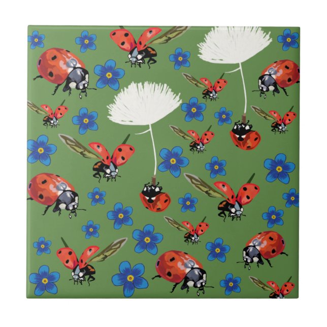 Azulejo Ladybugs Tile De Foto Cerámica (Frente)