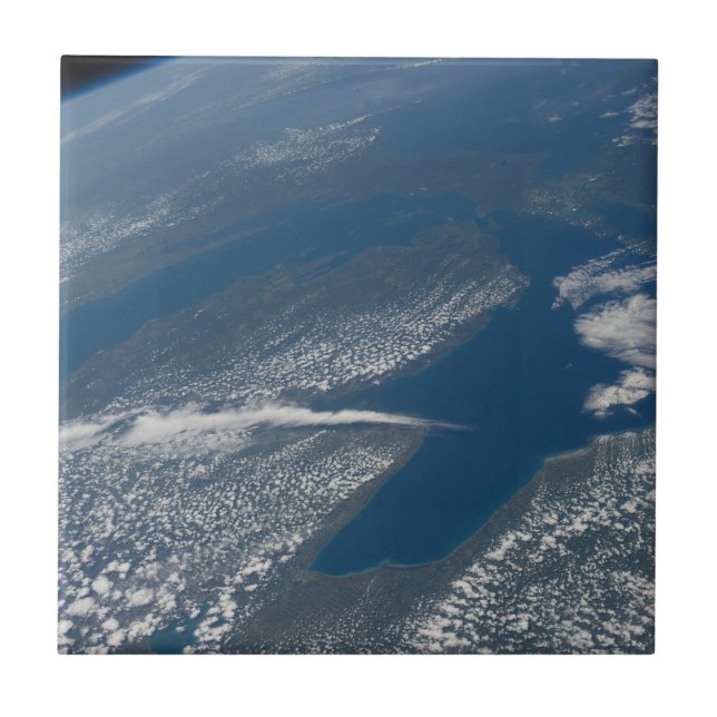 Azulejo Lago Michigan, Lago Huron Y Estado De Michigan. (Frente)