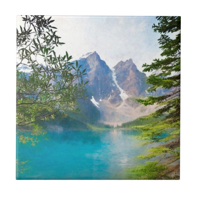 Azulejo Lago moraine y el valle de diez picos (Frente)