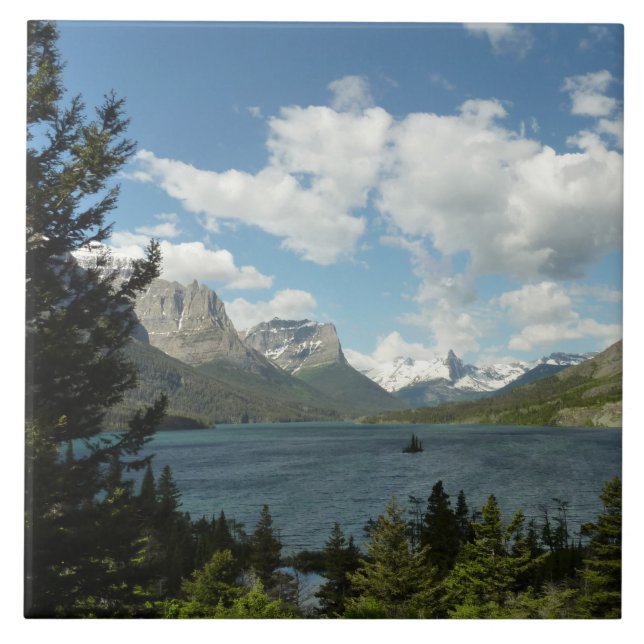 Azulejo Lago Saint Mary II en el Parque Nacional Glaciar (Frente)