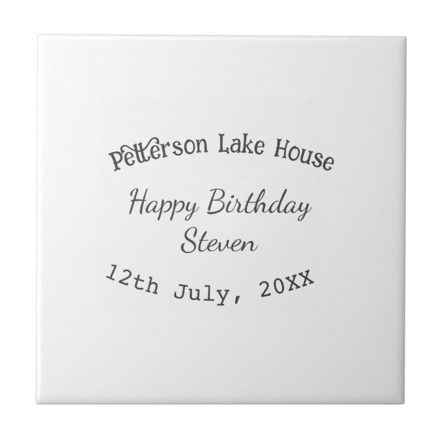 Azulejo Lake house beach happy birthday add name date year (Frente)