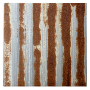 Azulejo Lámina de hierro industrial ondulada oxidada