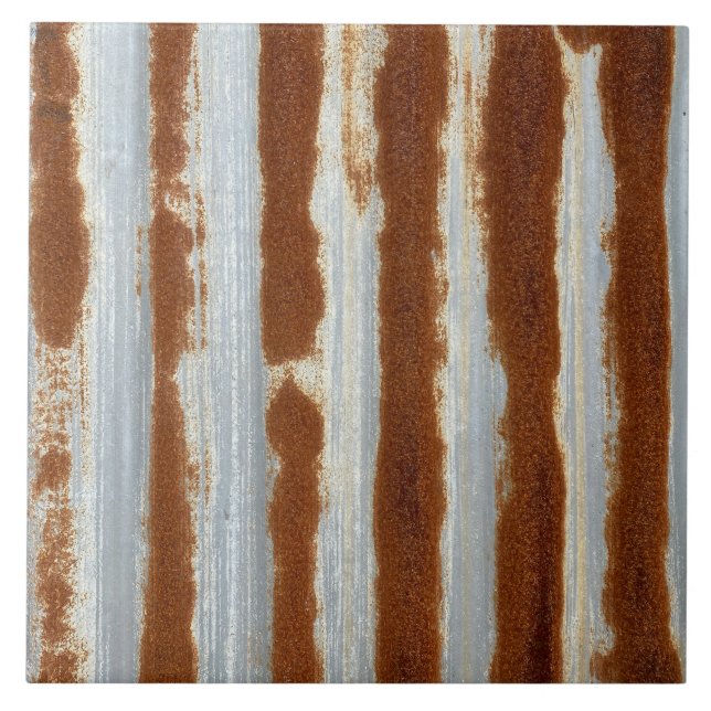 Azulejo Lámina de hierro industrial ondulada oxidada (Frente)