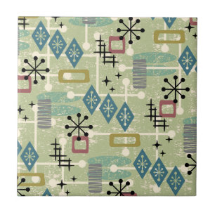 Azulejo Lámpara de patrón abstracto retro de mediados de s