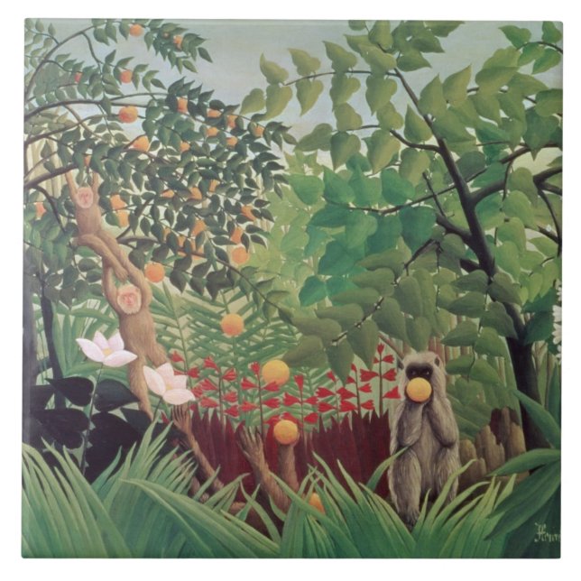 Azulejo Landscape exótico, 1910 (Frente)