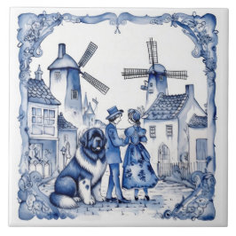 Azulejo Landseer en el pueblo de Delft