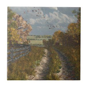 Azulejo Lane rural en otoño