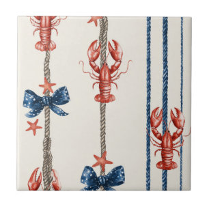 Azulejo Langosta Patriótica Rojo Blanco Azul Estrellas (1)
