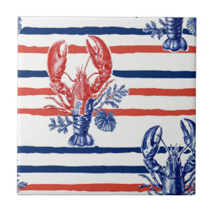 Azulejo Langosta Patriótica Rojo Blanco Azul Estrellas (6)