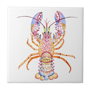 Azulejo Langosta rosa y azul