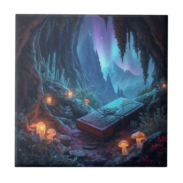 Azulejo Lanterns, Mushrooms, and a Book (Frente)